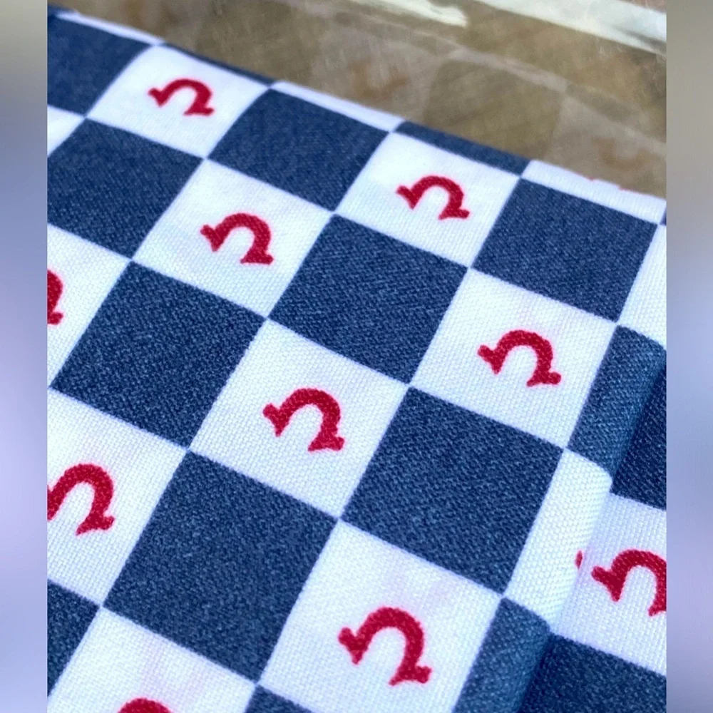 True Religion Blue Red White Plaid Polyester QUEEN Sheet Set 6pc